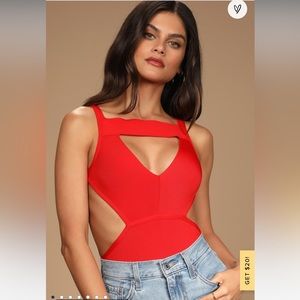 Lulu’s NWT Red Cutout Bandage Backless Bodysuit